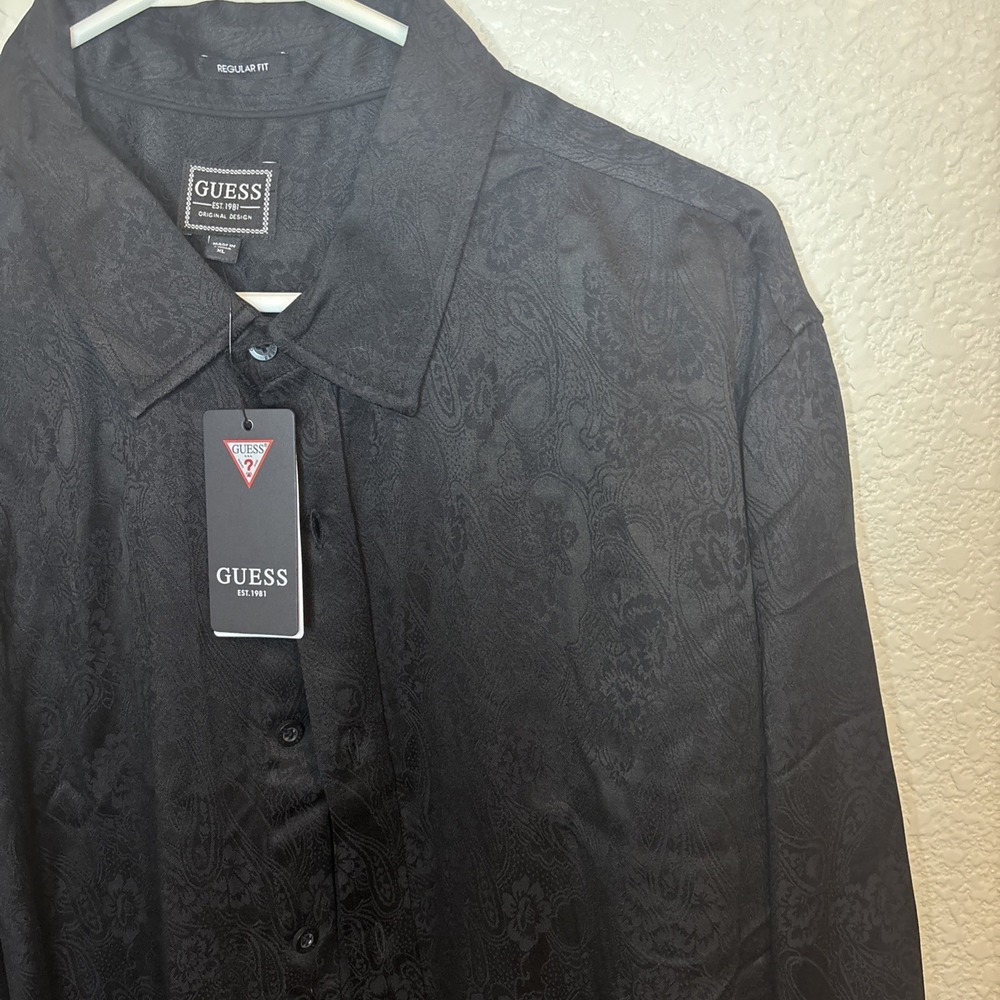 Guess Men's regular fit Shirt Long‎ Sleeves Paisley Print Allover Size XL - Picture 9 of 16
